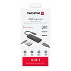 SWISSTEN USB-C HUB 4-IN-1 (USB-C 100W, HDMI 4K, 2x USB-A) ALUMINIUM