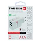 SWISSTEN SÍŤOVÝ ADAPTÉR SMART IC 2x USB 3,1A POWER BÍLÝ