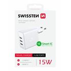 SWISSTEN SÍŤOVÝ ADAPTÉR 3x USB 3A 15W BÍLÝ