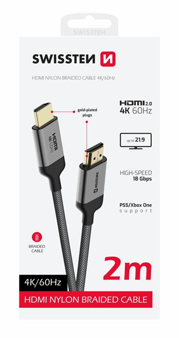 SWISSTEN KABEL HDMI NA HDMI 4K 60Hz 2,0 M