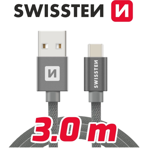 USB/USB-C textilní 3,0 m